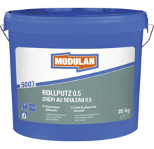 Crépi au rouleau Modulan 0.5 en seau de 25 kilogrammes pour intérieur avec une granulométrie de 0,5 millimètre.
