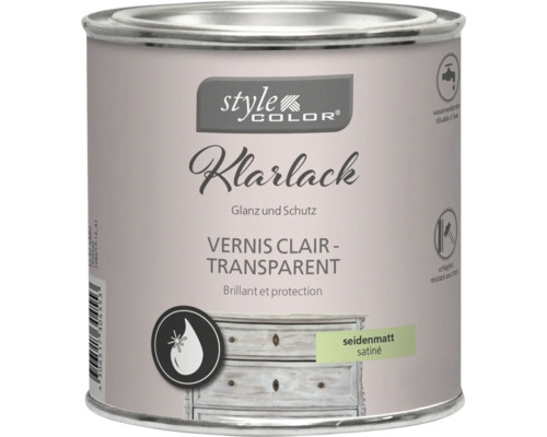 Vernis clair Style Color satiné en pot pour la peinture et la protection des surfaces
