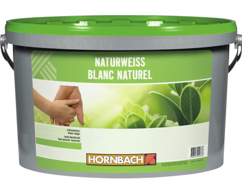 Ein Eimer Hornbach Wandfarbe Naturweiss mit hoher Deckkraft.