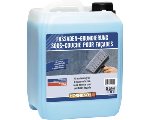 HORNBACH Fassadengrundierung 5 Liter Kanister zur Vorbehandlung von Fassadenflächen mit Farbauftragskontrolle für circa 30 Quadratmeter Fläche.