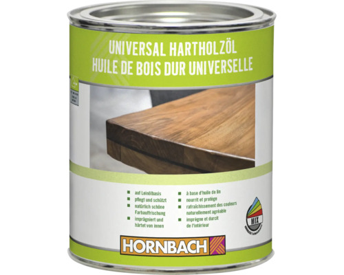 Dose mit universellem Hartholzöl für die Pflege und den Schutz von Hartholzoberflächen im Innenbereich.