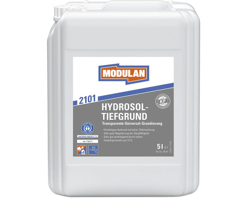 Modulan Hydrosol-Tiefgrund 2101, 5 Liter Kanister transparente Universal-Grundierung für innen und außen.