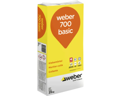 Weber 700 basic Klebemörtel Sack 25 kg für Wandfliesen und Bodenfliesen im Innenbereich.