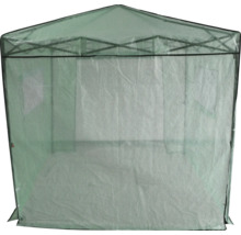 Faltpavillon mit transparenter Gitterfolienbespannung und robustem Metallgestell für den Garten.