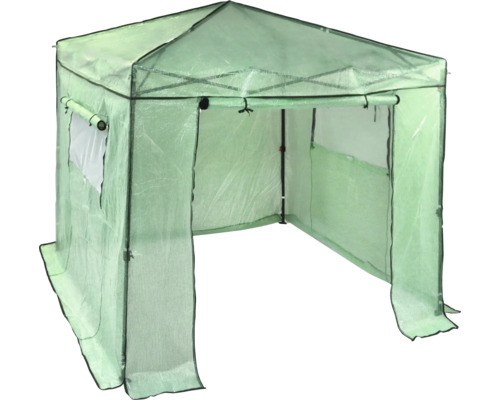 Faltpavillon mit lichtdurchlässiger Gewebefolie als Seitenteile und Dach für den Garten