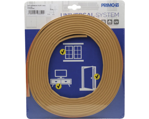 Joint multi-usage autocollant Primo Universal System en rouleau pour étanchéifier fenêtres, portes et meubles.