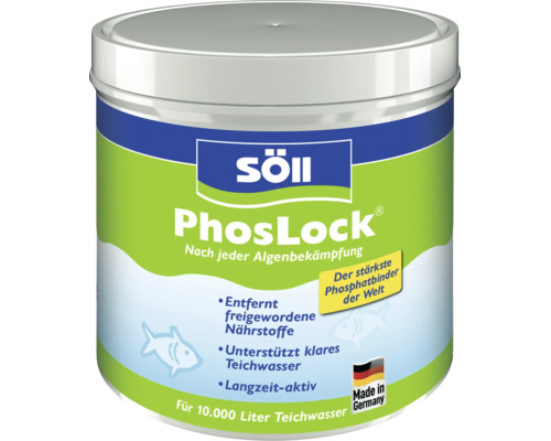 Liant phosphate Söll PhosLock pour bassins de jardin contre les algues dans un seau pour 10000 litres d eau.
