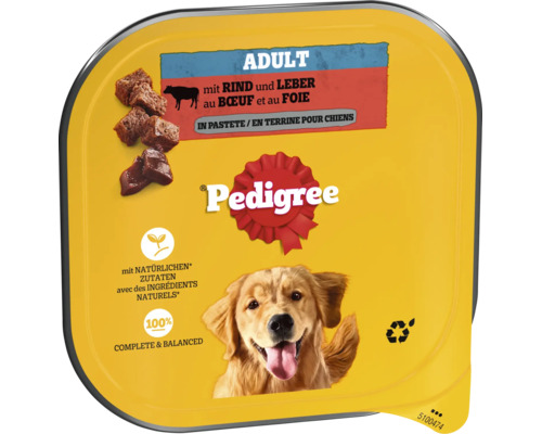 Aliment humide pour chiens adultes Pedigree au bœuf et au foie en terrine, 1 barquette.