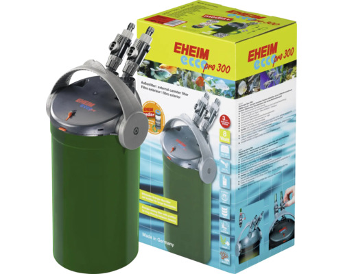 Filtre extérieur EHEIM ecco pro 300 pour aquariums avec emballage incluant des informations produit