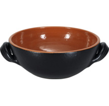 Runde Tonschale mit zwei Griffen für den Servierbereich oder zum Kochen