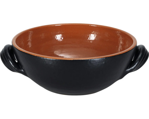 Runde Tonschale mit zwei Griffen für den Servierbereich oder zum Kochen