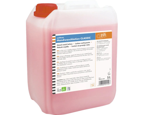 Bidon de 5 litres de lotion nettoyante pour les mains zetClean Classic, convient aux distributeurs de savon.