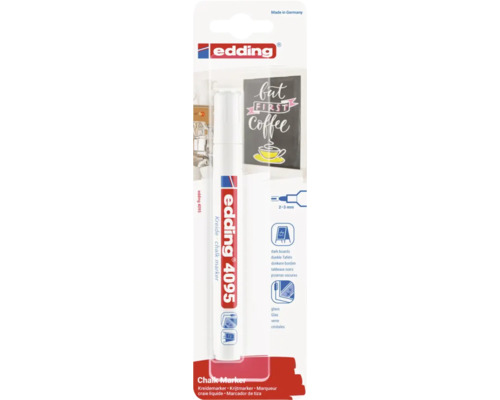 Marqueur craie liquide Edding 4095 avec pointe ronde de 2 à 3 millimètres pour tableaux noirs et verre sous emballage blister