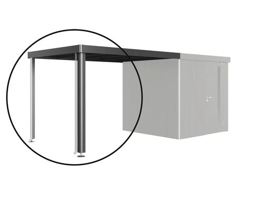 Auvent pour abri de jardin avec poteaux et structure de toit en vue détaillée