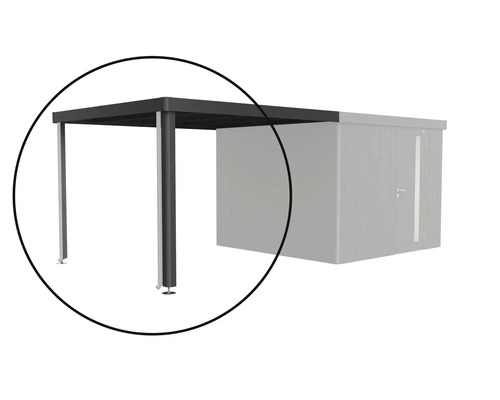Auvents latéral pour abri de jardin avec deux poteaux de soutien en métal pour une surface couverte supplémentaire