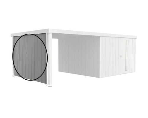 Elément de paroi latérale pour abri de jardin ou carport avec espace de rangement intégré