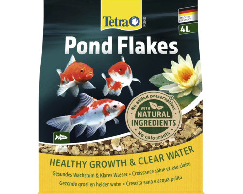 Tetra Pond Flakes Teichfischfutter in der 4 Liter Packung für gesundes Wachstum und klares Wasser.