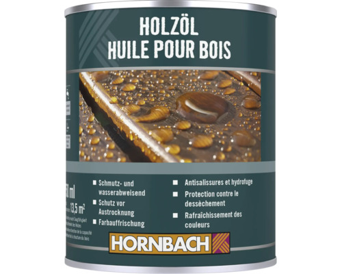 Hornbach Holzöl Dose für schmutz- und wasserabweisenden Holzschutz zur Pflege von Holzoberflächen
