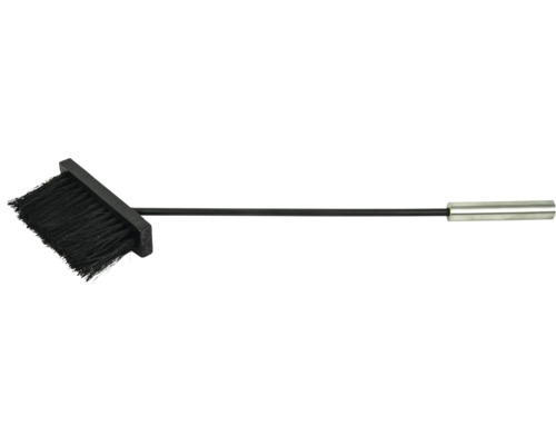 Brosse de cheminée avec long manche et poignée en métal pour le nettoyage des cheminées et des poêles.