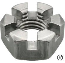 Kronenmutter aus Metall mit Innengewinde für Sicherungszwecke (Image AI modified or generated)