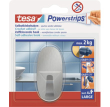 Tesa Powerstrips selbstklebender Metallhaken oval zur spurlosen Befestigung bis 2 Kilogramm Tragkraft inklusive 4 Powerstrips Klebestreifen