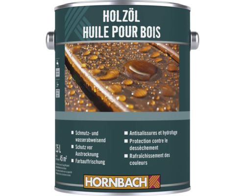 Dose Hornbach Holzöl 2,5 Liter für schmutz- und wasserabweisenden Holzschutz und Farbauffrischung im Außenbereich