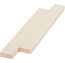Zwei unbehandelte Holzleisten aus Massivholz für Bau und Heimwerkerprojekte