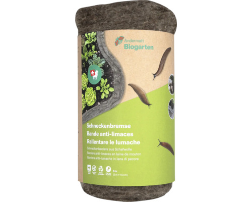 Bande anti-limaces Andermatt Biogarten en laine de mouton rouleau de 5 mètres pour la protection naturelle du jardin.