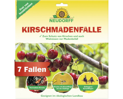 Piège à mouches de la cerise Neudorff pour lutter contre les mouches de la cerise, 7 pièges, sans insecticide et adapté à l agriculture biologique.