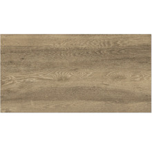 Carrelage aspect bois de chêne avec veinage naturel et nœuds pour un rendu authentique.