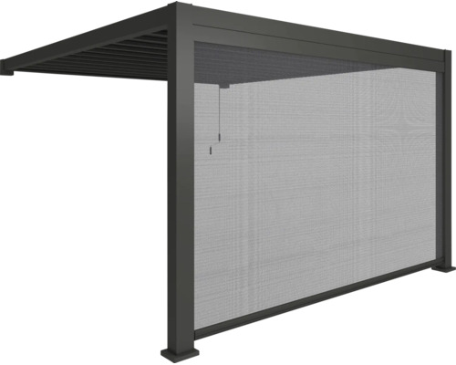 Store latéral de protection solaire pour tonnelle en aluminium avec toile textile pour montage sur poteau