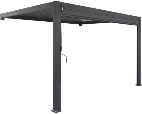 Pergola bioclimatique autoportante en aluminium avec manivelle pour le réglage manuel des lames de toit pour le jardin