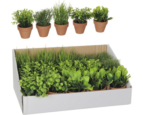 Plante artificielle Mica fines herbes en pot vert