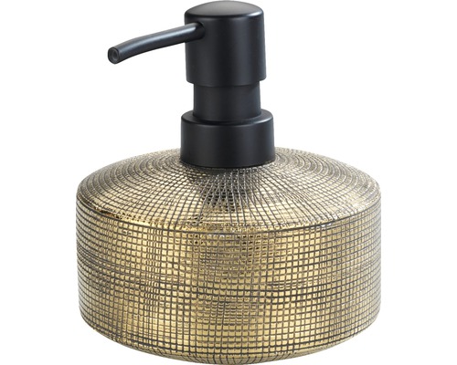 Distributeur de savon Wenko Rivara or mat 24401100 Distributeur de savon avec motif doré et tête de distribution noire