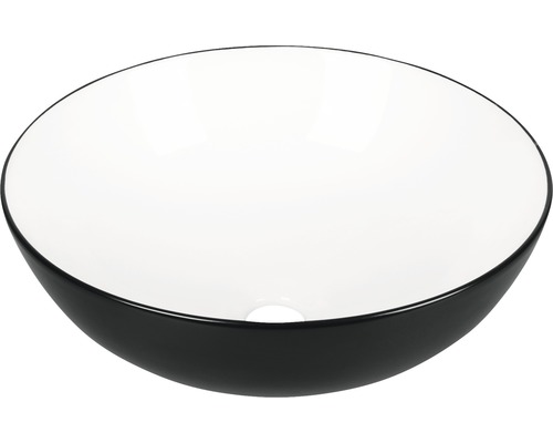 Differnz Aufsatzwaschbecken Duo 39,5 x 39,5 cm weiss schwarz glänzend 38.010.54 Aufsatzwaschbecken aus Keramik