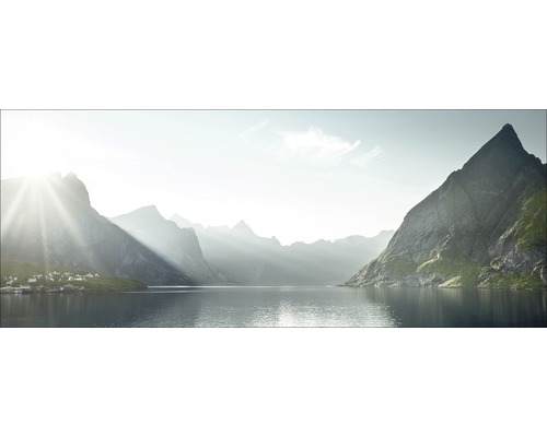 Tableau en verre Lac de montagne I 50x125 cm