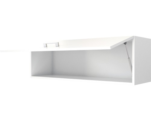 Armoire suspendue blanche avec porte ouverte