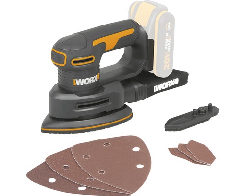 Worx Ponceuse multifonction sans fil 20 V 140 x 90 mm WX822.9 avec accessoires, sans batterie ni chargeur