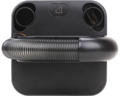 Accessoire d''aspirateur noir avec tuyau et symbole de récipient