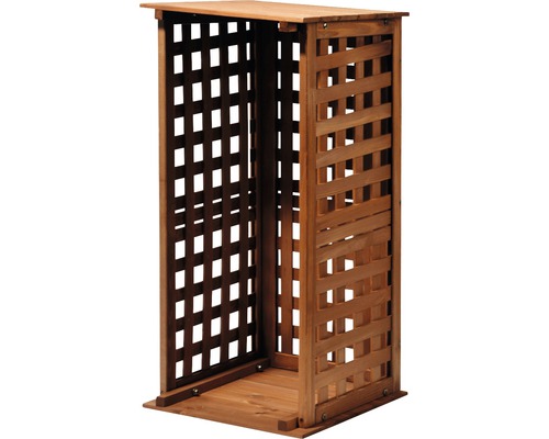 Brennholzregal aus Holz mit Gitterstruktur