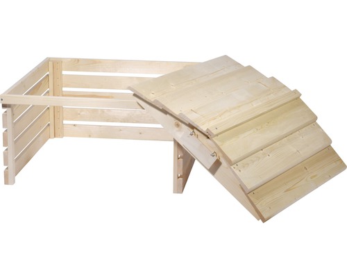Composteur ouvert en caisson de bois avec couvercle