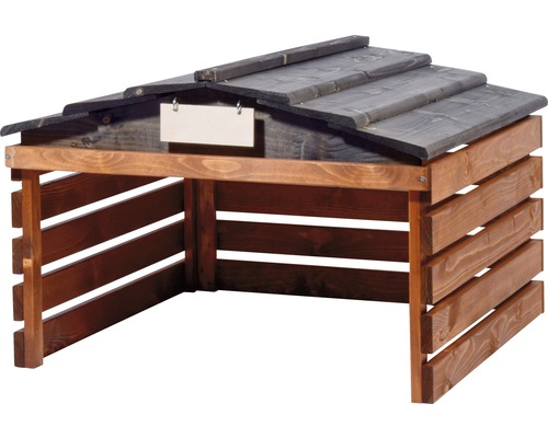 Composteur en bois avec toit et étiquette