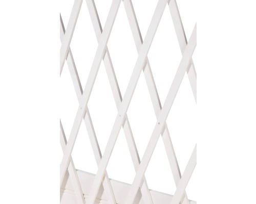 Gros plan sur un treillis en bois extensible blanc