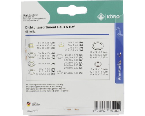 Dichtungssortiment Haus und Hof, 65-teilig