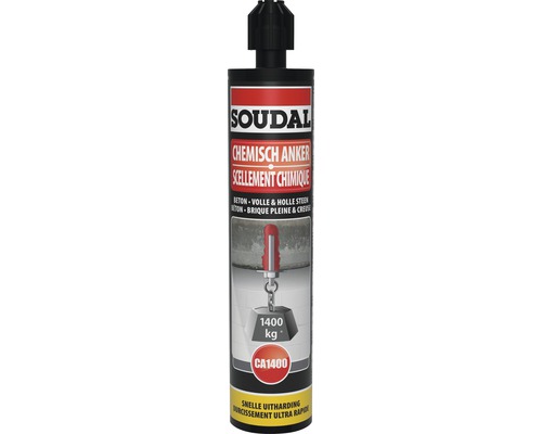 Ancrage chimique Soudal CA1400 gris ciment 165 ml Soudal Ancrage chimique pour béton et maçonnerie