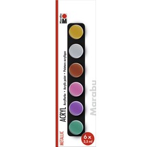 Marabu Metallic Acrylfarben Set mit sechs Farben zu je 3,5 ml