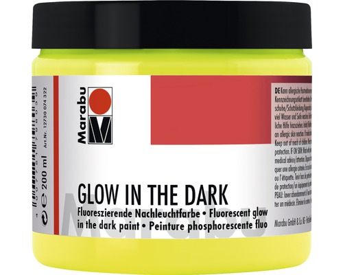 Marabu Glow in the Dark Nachleucht-gelb 322 200 ml Marabu Glow in the Dark fluoreszierende Nachleuchtfarbe, 200 ml