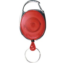 Schlüsselanhänger mit Karabinerhaken und roter Spule