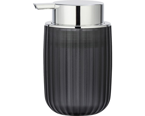 Distributeur de savon avec structure côtelée et tête de pompe argentée