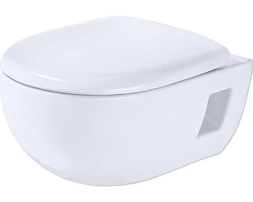 Ensemble de WC mural GEBERIT Renova cuvette à fond creux sans bride de rinçage blanc brillant avec abattant WC CG03070000